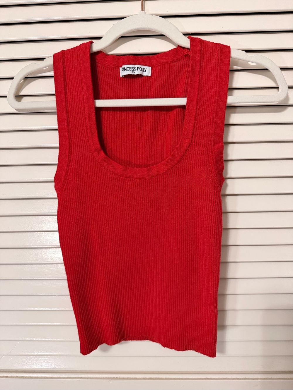 Princess Polly Bright Red Ribbed Scoop Tank